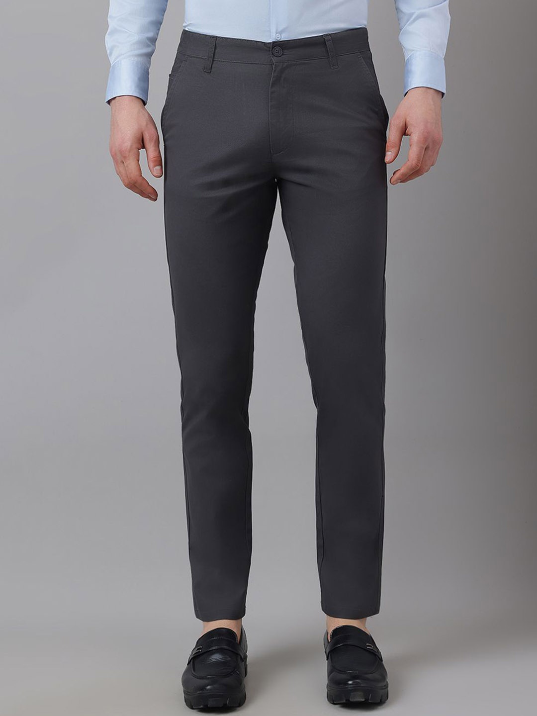 

Richlook Men Textured Smart Slim Fit Cotton Formal Trouser, Grey
