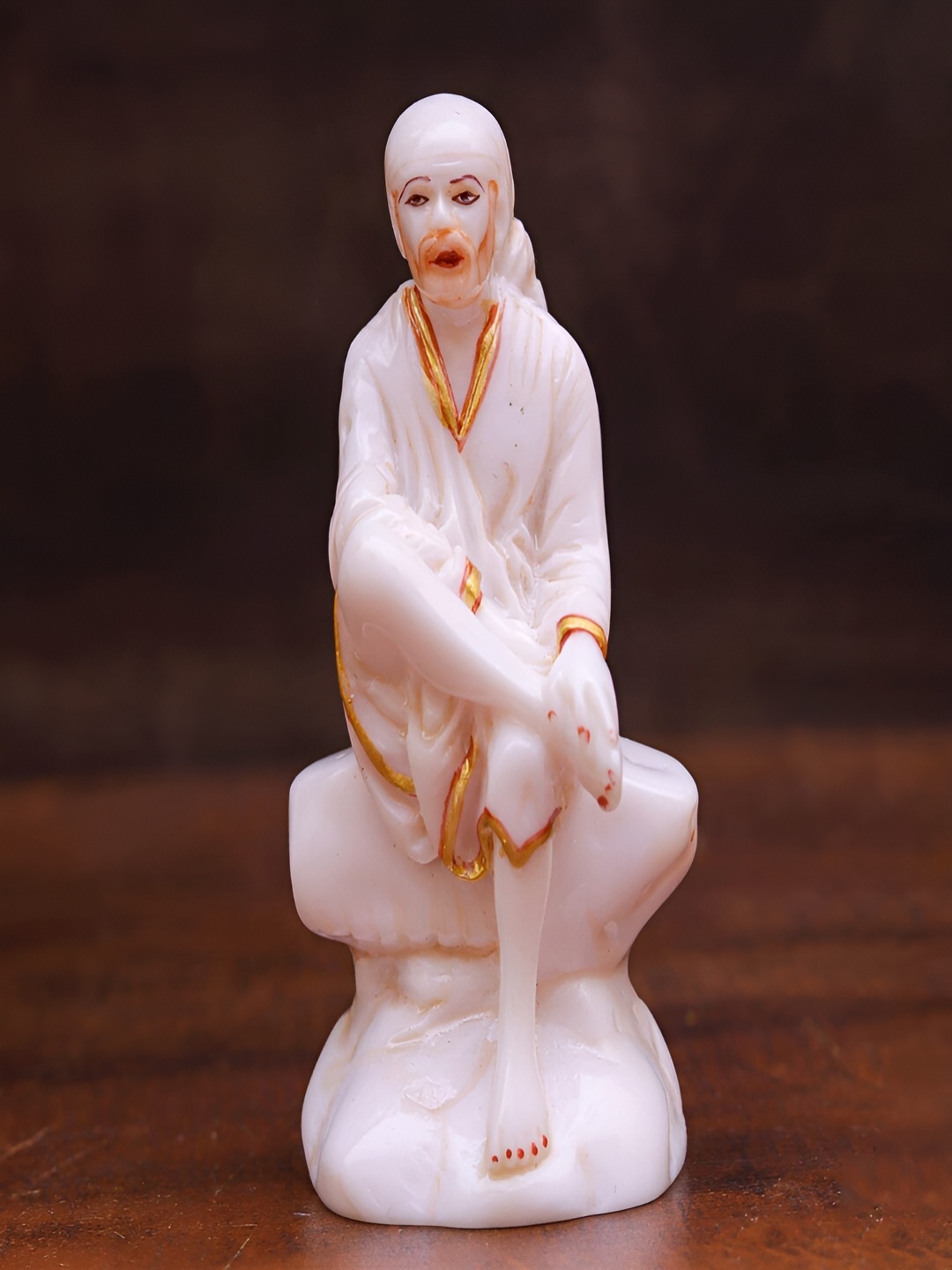 

Craftlayout Gold-Toned And white Sai Baba Religious Idol Marble Showpiece