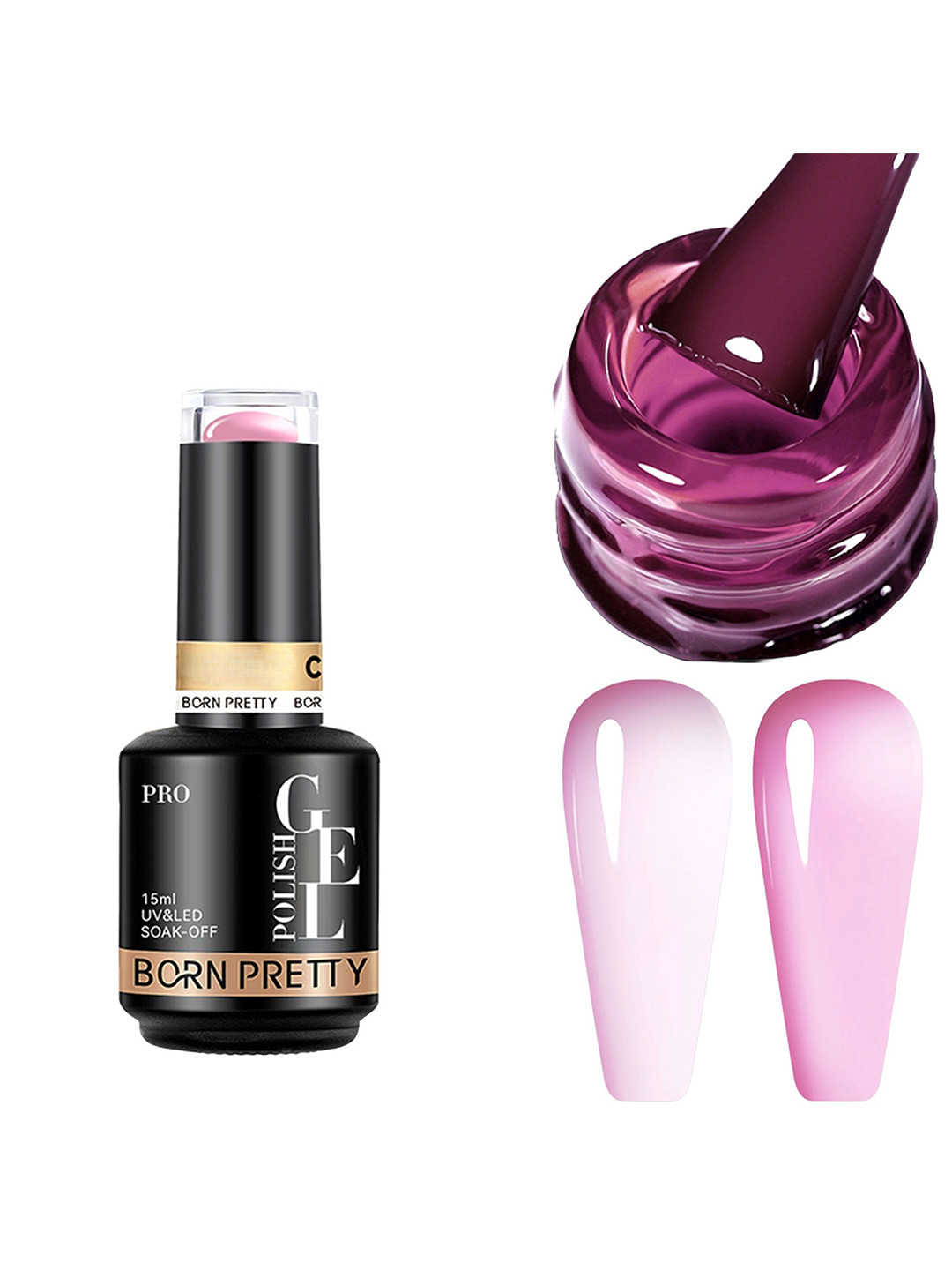 

BORN PRETTY UV & LED Soak Off Long Lasting Gel Nail Polish - 15 ml - C175, Pink