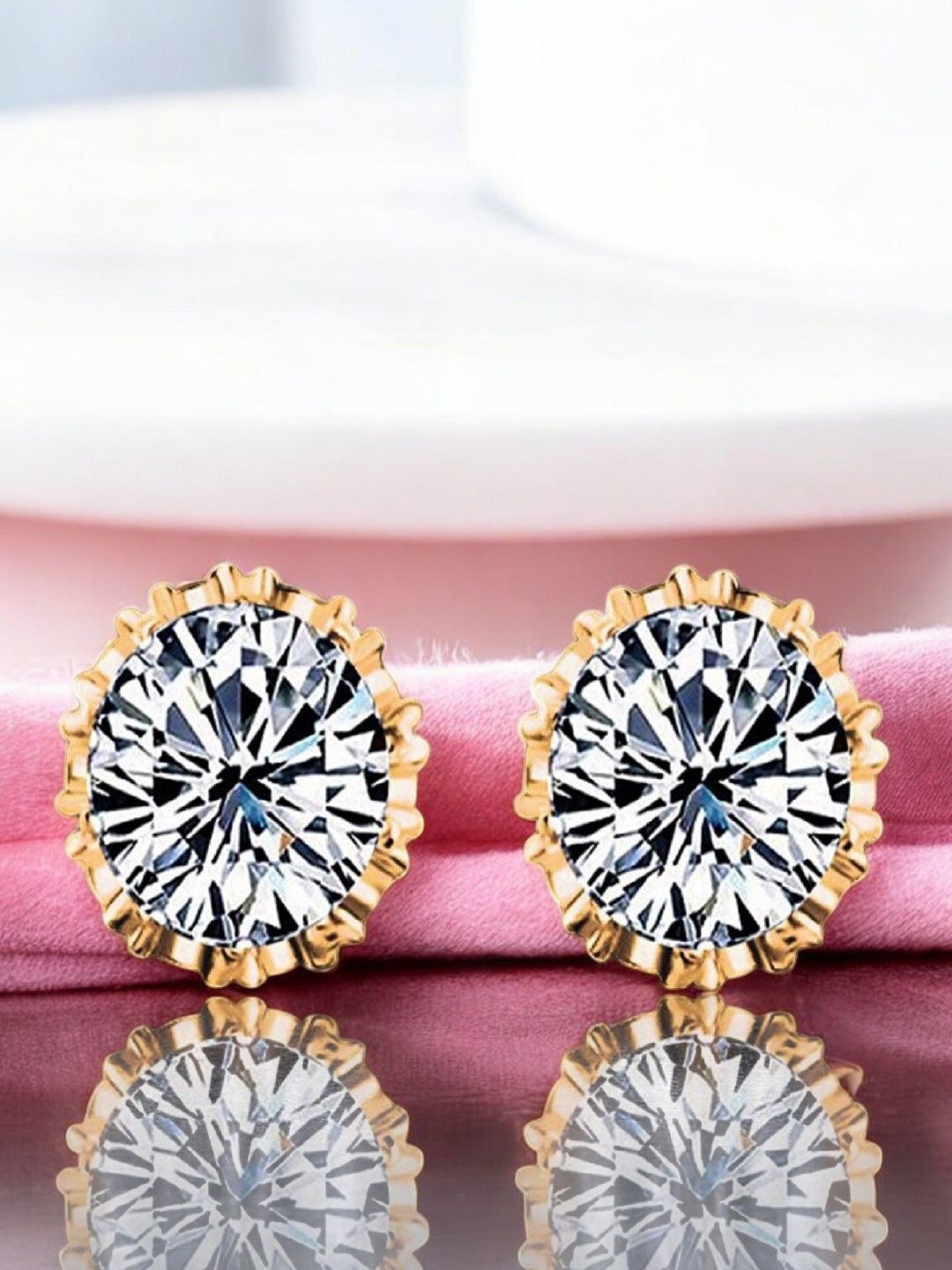 

OOMPH Gold-Plated Cubic Zirconia Studded Contemporary Studs