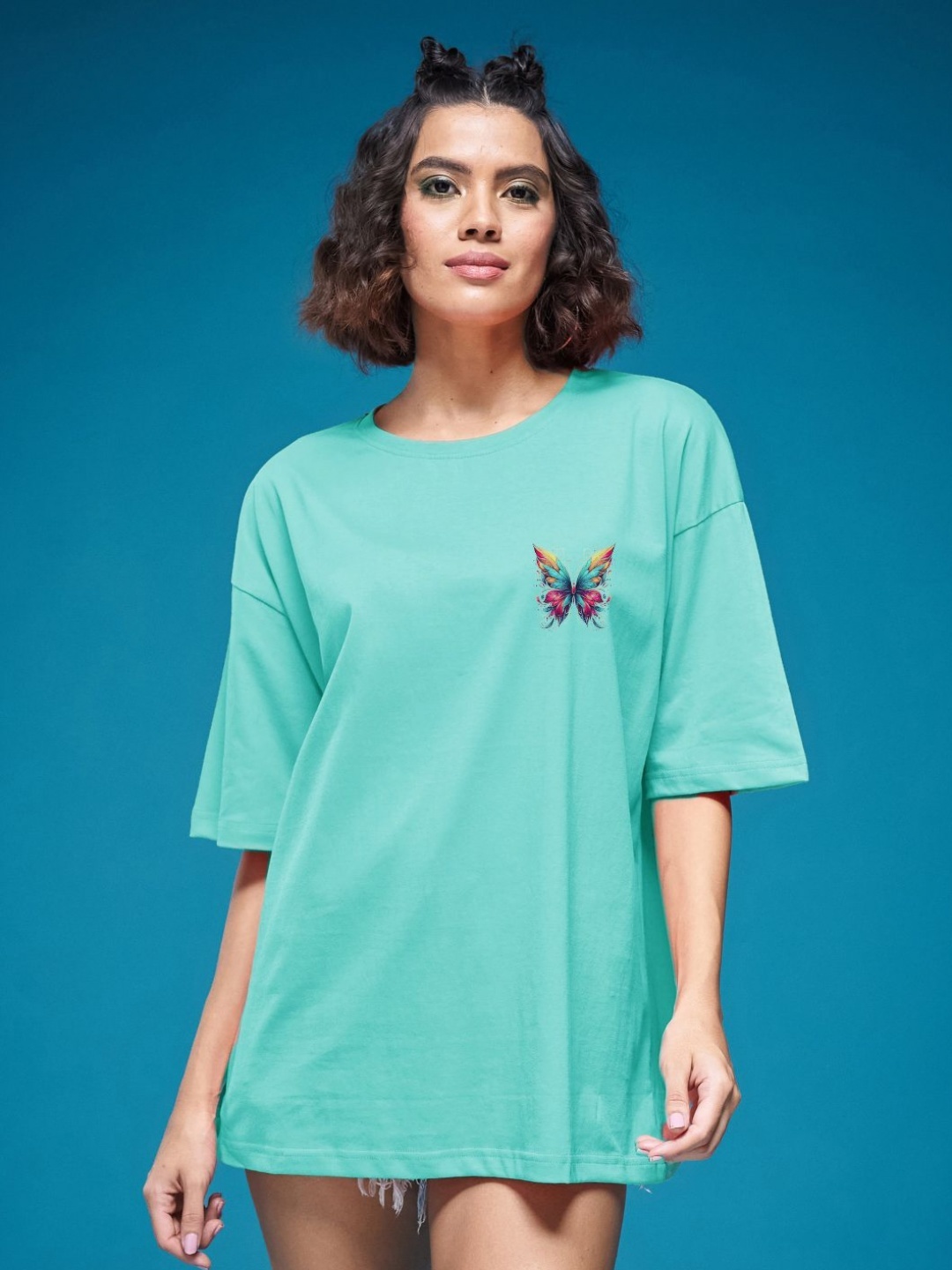 

SMARTEES Women Printed Pockets T-shirt, Sea green