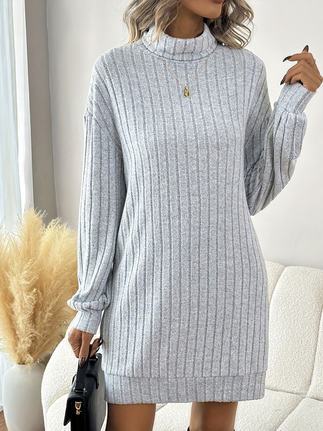 

StyleCast x Revolte High Neck Jumper Dress, Grey