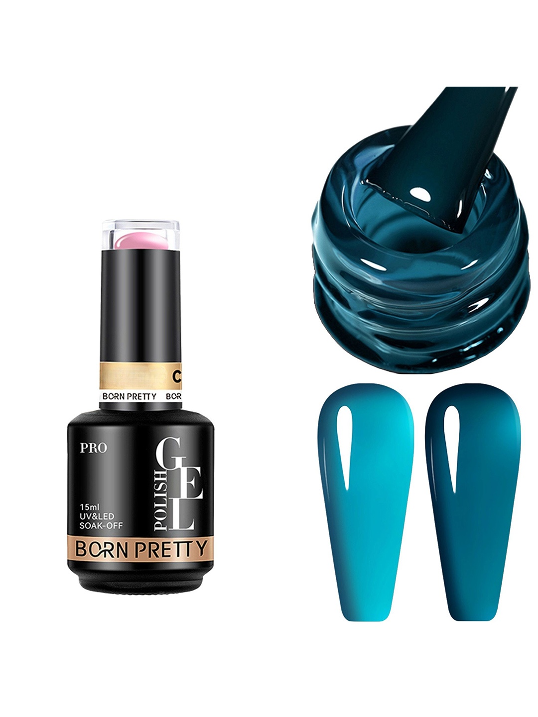 

BORN PRETTY UV & LED Soak Off Long Lasting Gel Nail Polish - 15 ml - C138, Teal