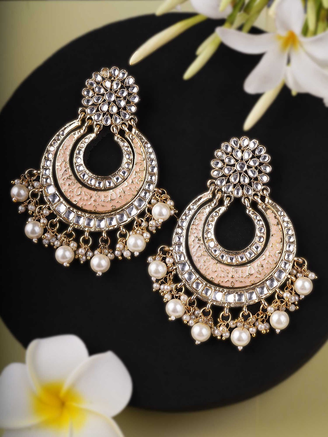 

Anouk 24CT Gold-Plated Artificial Stones Studded Contemporary Drop Earrings