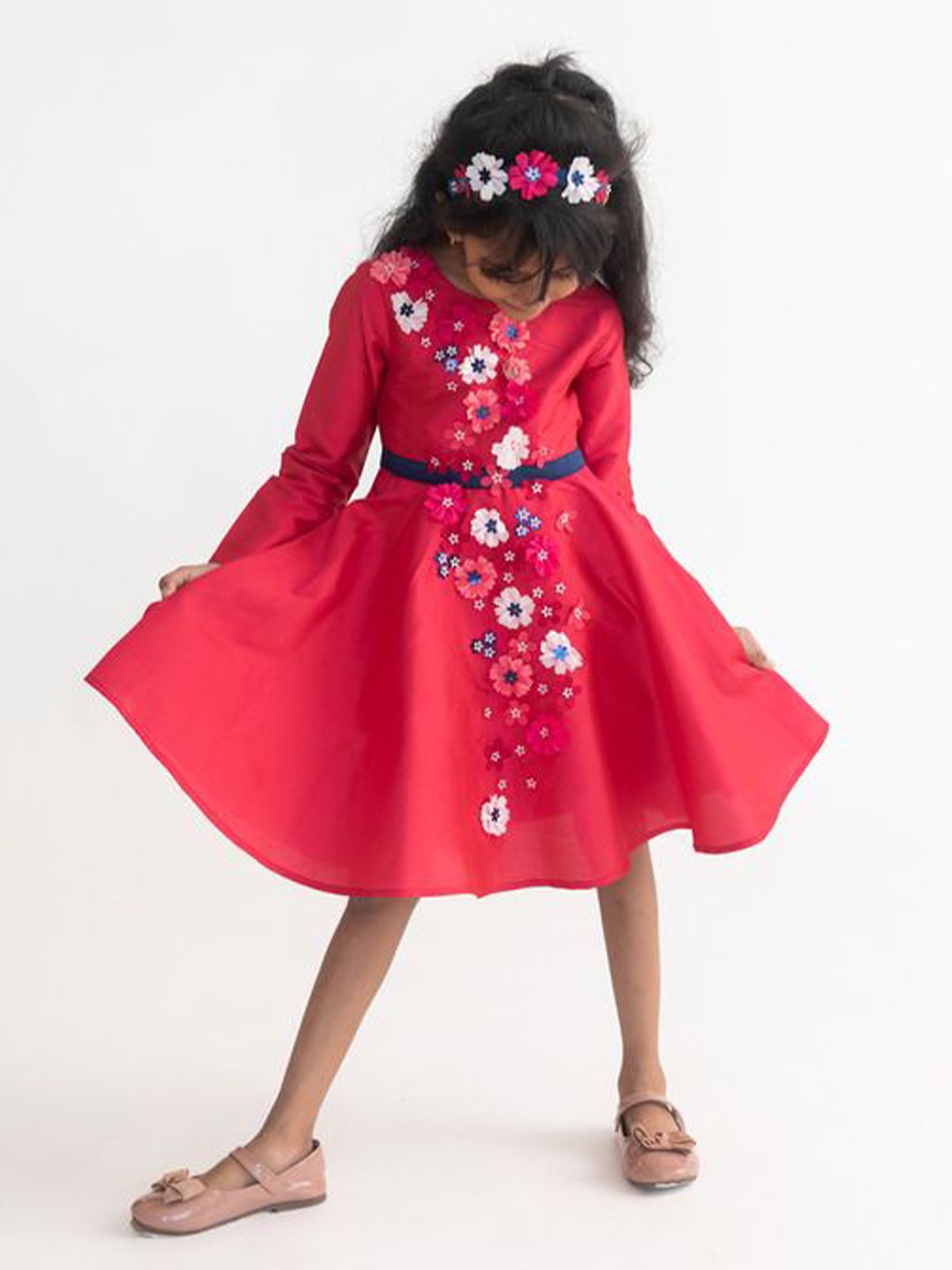

A Little Fable Girls Fit & Flare Dress, Pink