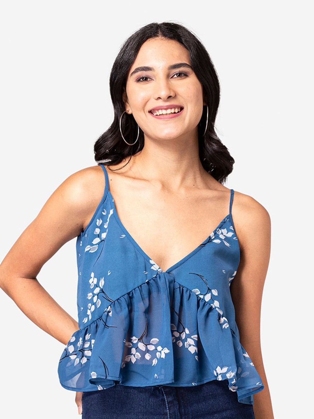 

DressBerry Floral Print Georgette Top, Blue