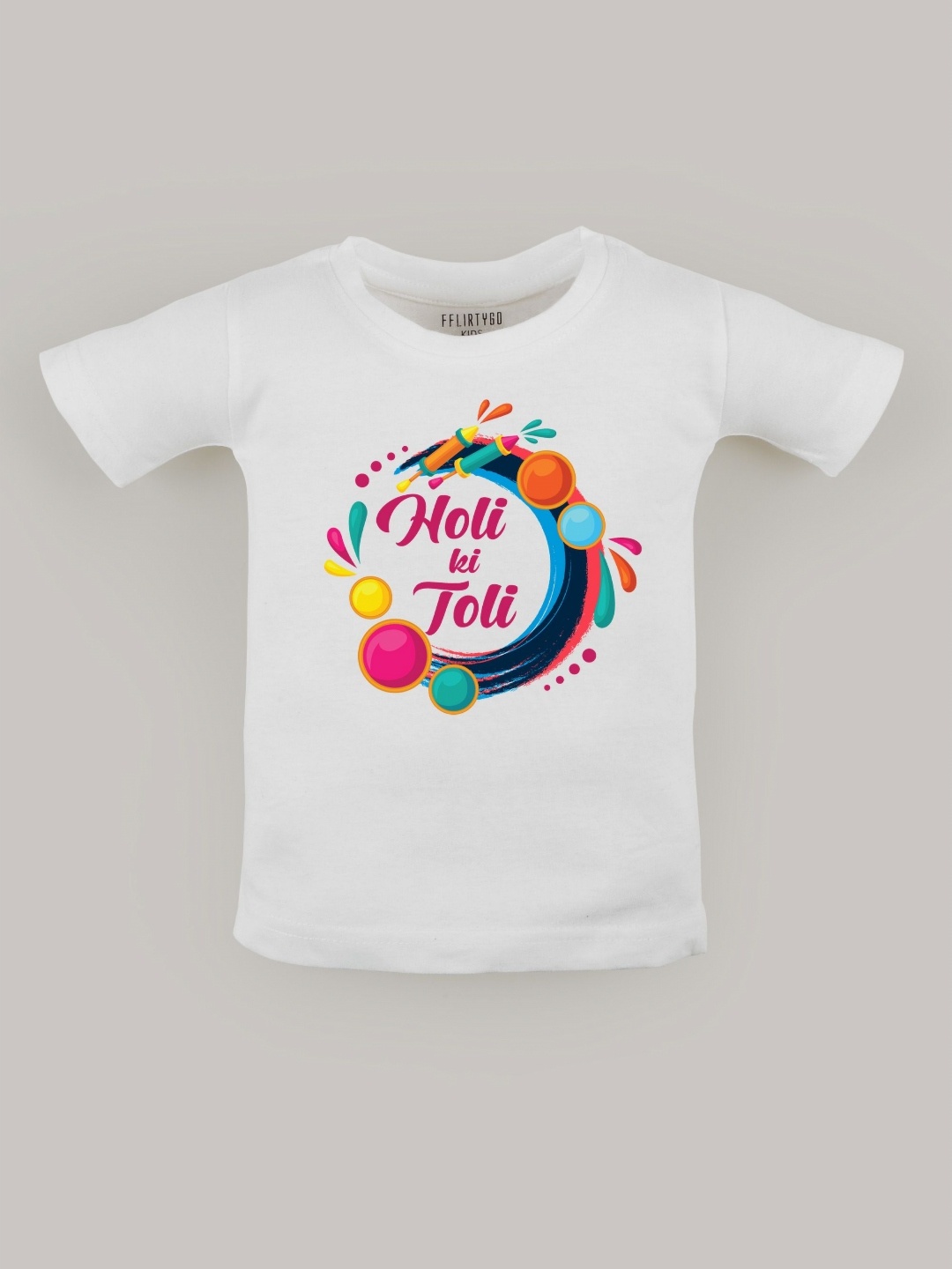 

FFLIRTYGO Unisex Kids Graphic Printed Round Neck Cotton T-shirt, White