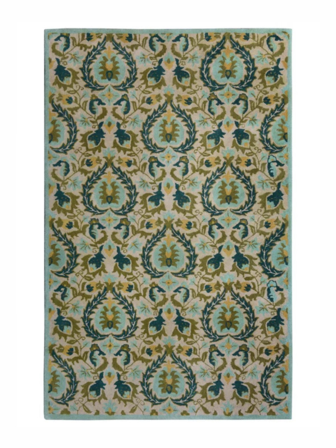 

WAXWINGO Green Ethnic Motifs Hand-Tufted Woollen Carpet