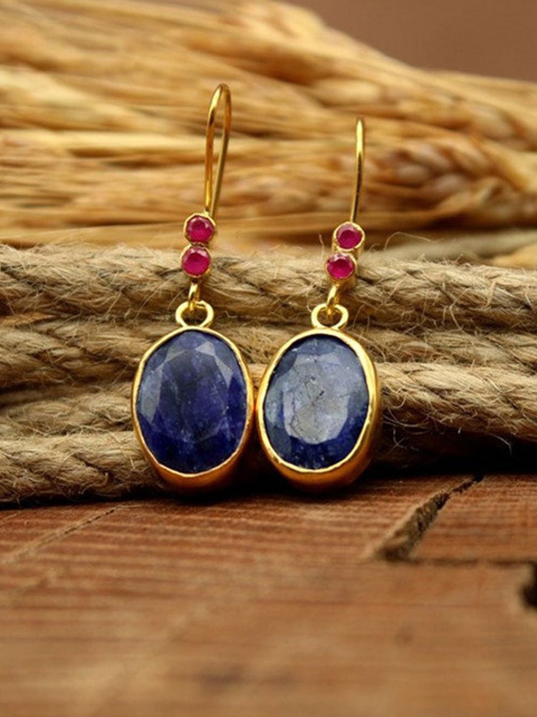 

Just Lil Things Artificial Stones Studded Contemporary Drop Earrings, Gold