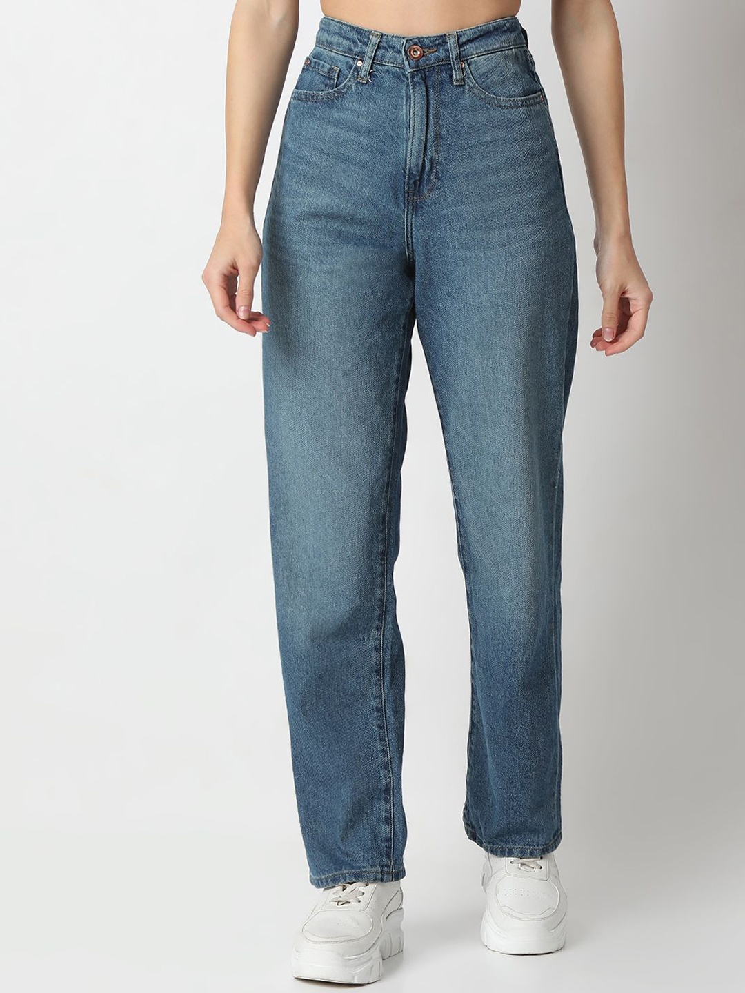 

SPYKAR Women Straight Fit High-Rise Light Fade Jeans, Blue