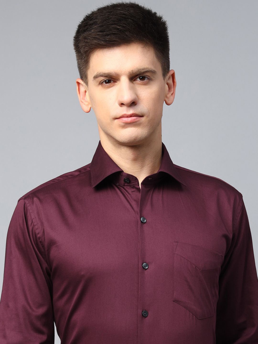 

Hancock Men Premium Slim Fit Cotton Satin Stretchable Party Shirt, Maroon