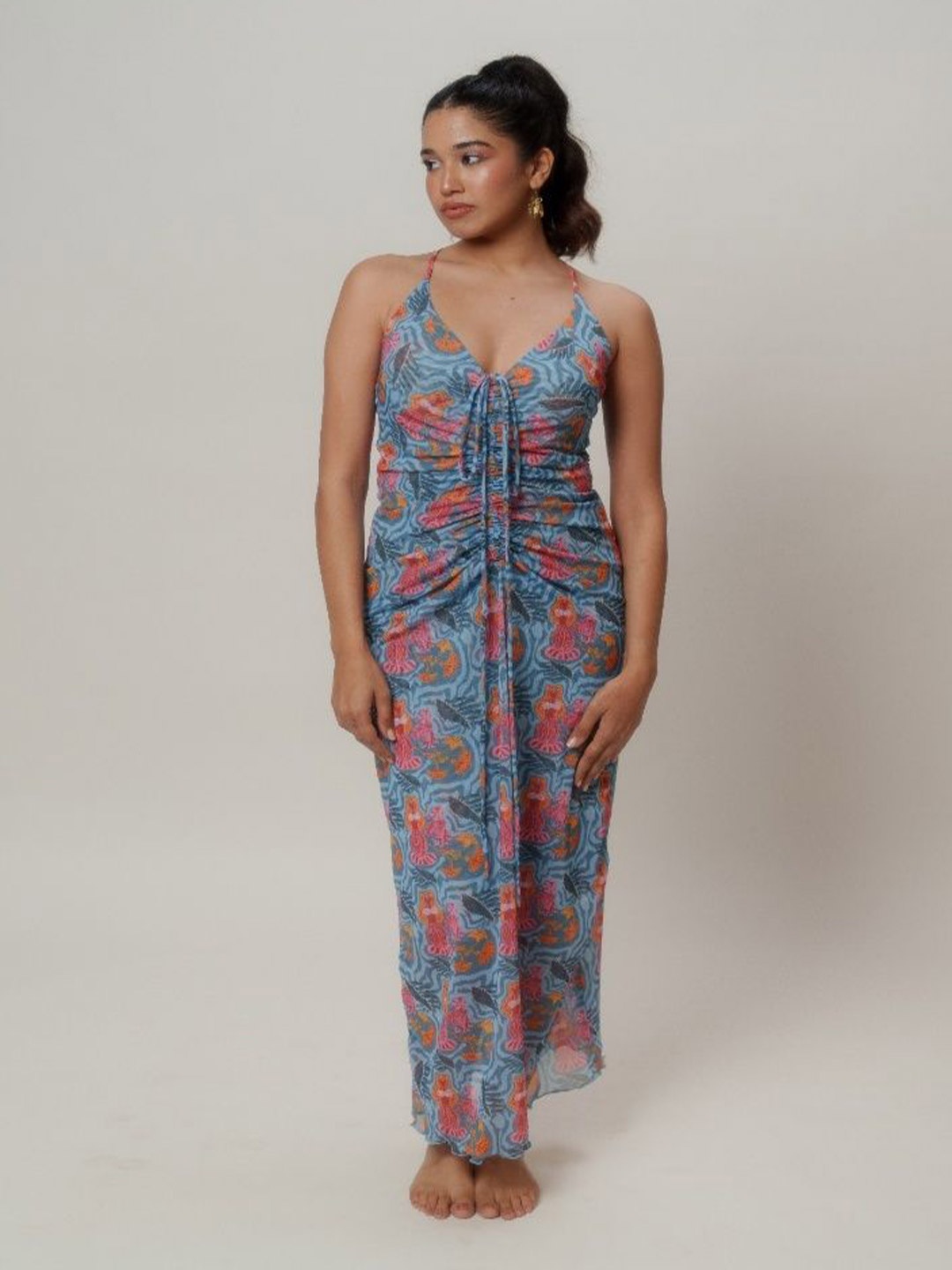 

LABEL SUGAR Print Bodycon Maxi Dress, Blue