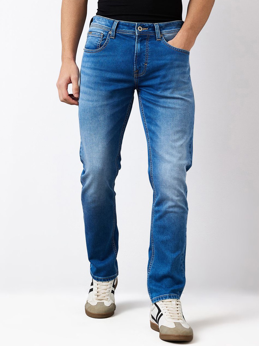 

SPYKAR Men Cotton Regular Fit Mid Rise Jeans, Blue