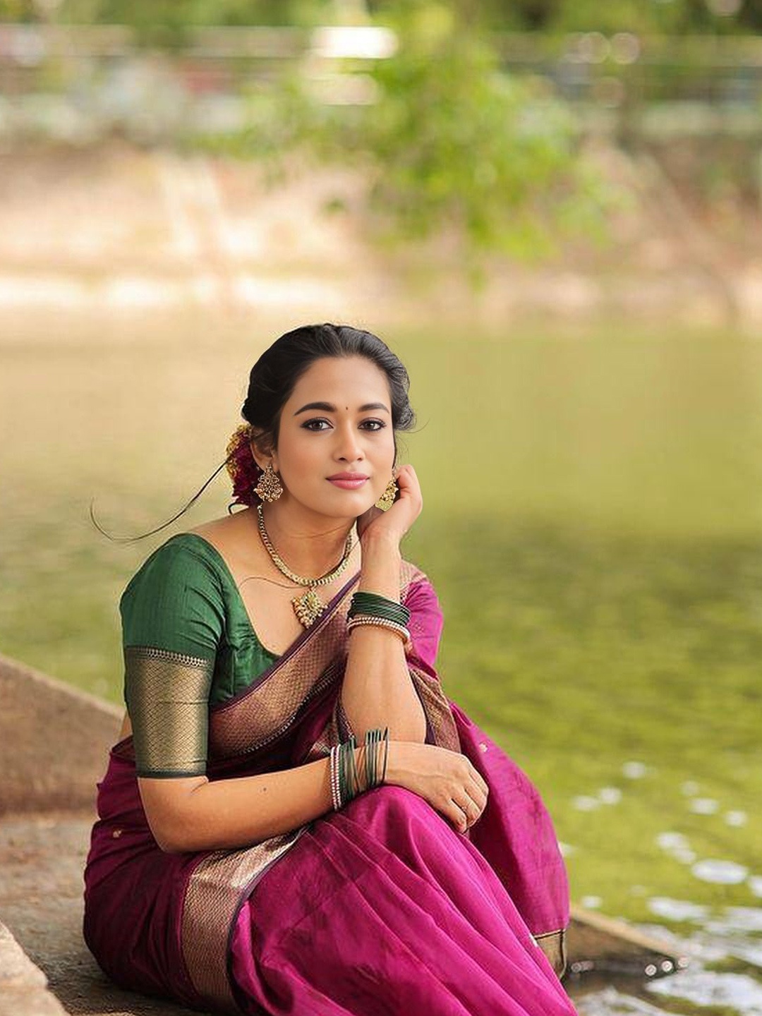 

bansari textiles Woven Design Zari Kanjeevaram Saree, Pink