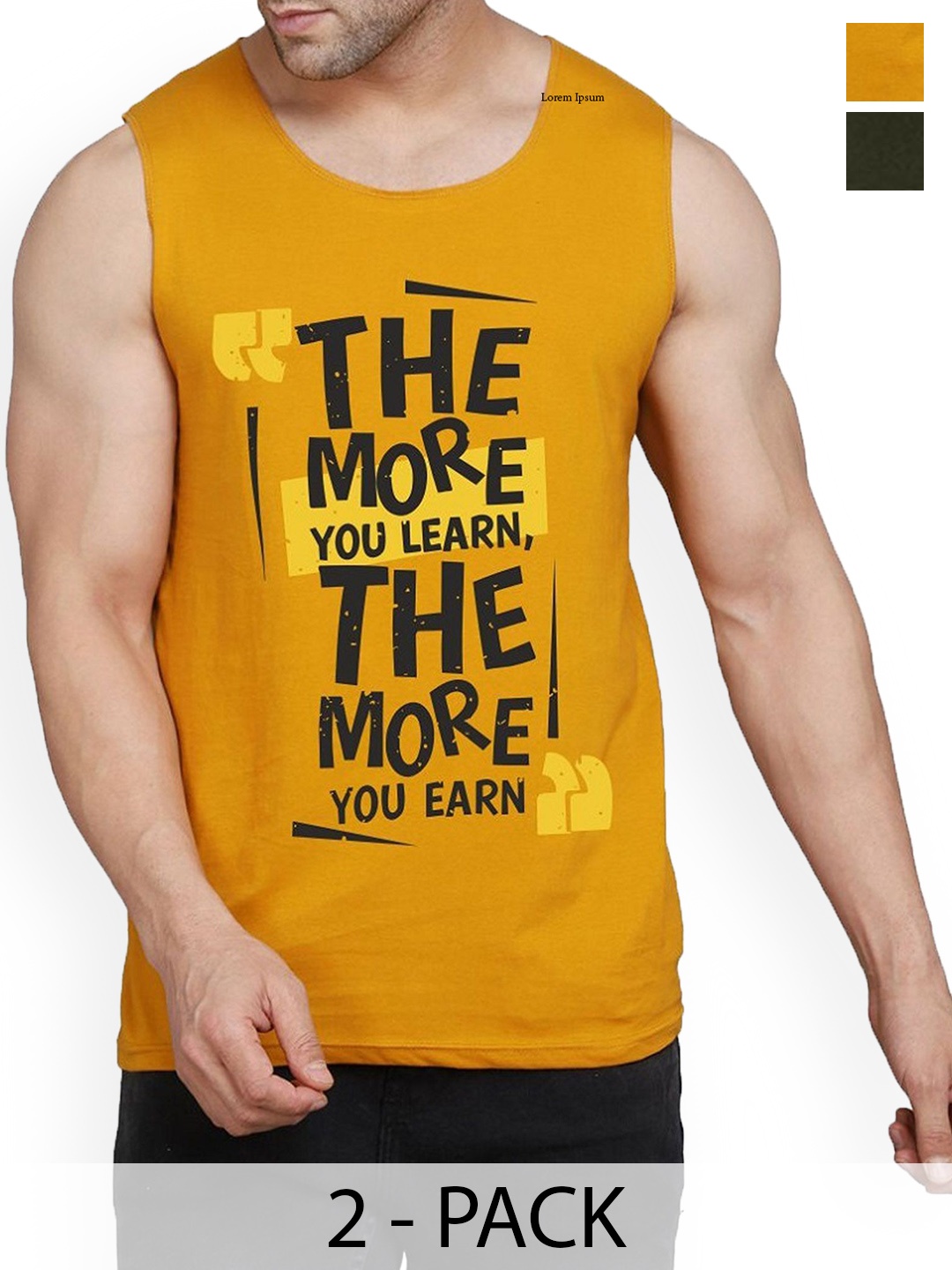 

WOOSTRO Men Pack Of 2 Printed Innerwear Vests, Mustard
