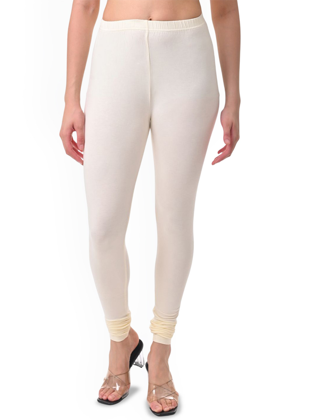 

Fly Birds Women Mid-Rise Churidar-Length Leggings, Cream