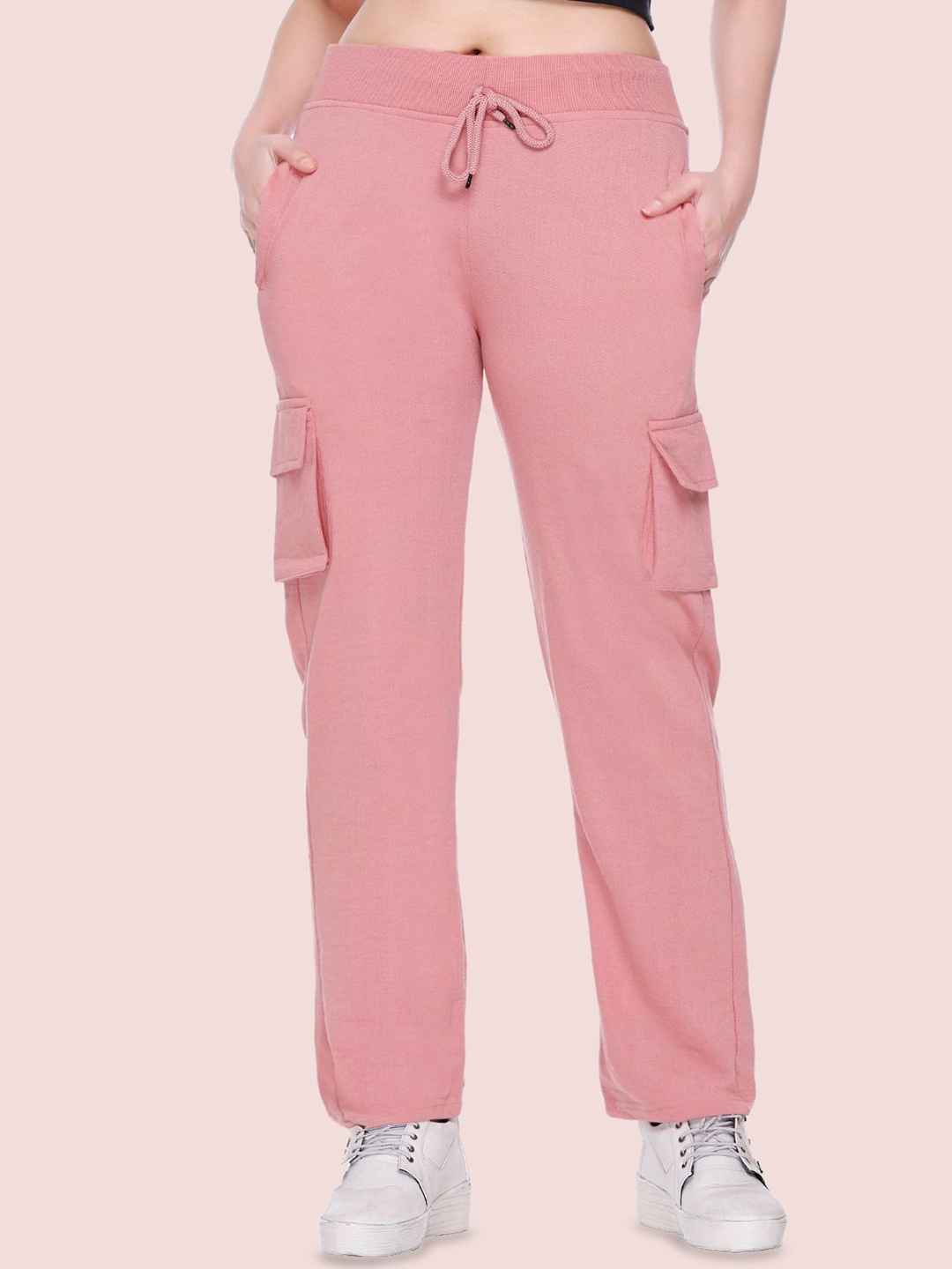 

White Moon Women Mid Rise Track Pants, Pink