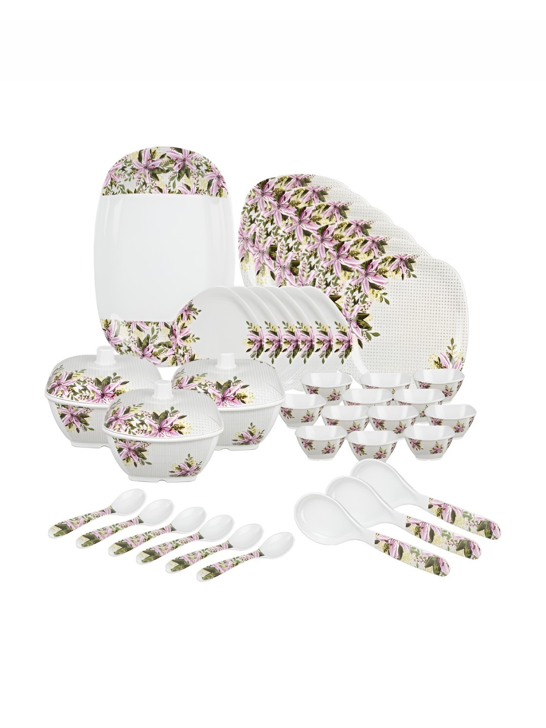 

Bataniya White 2025 40 Pieces Melamine Dishwasher Safe Dinner Set of