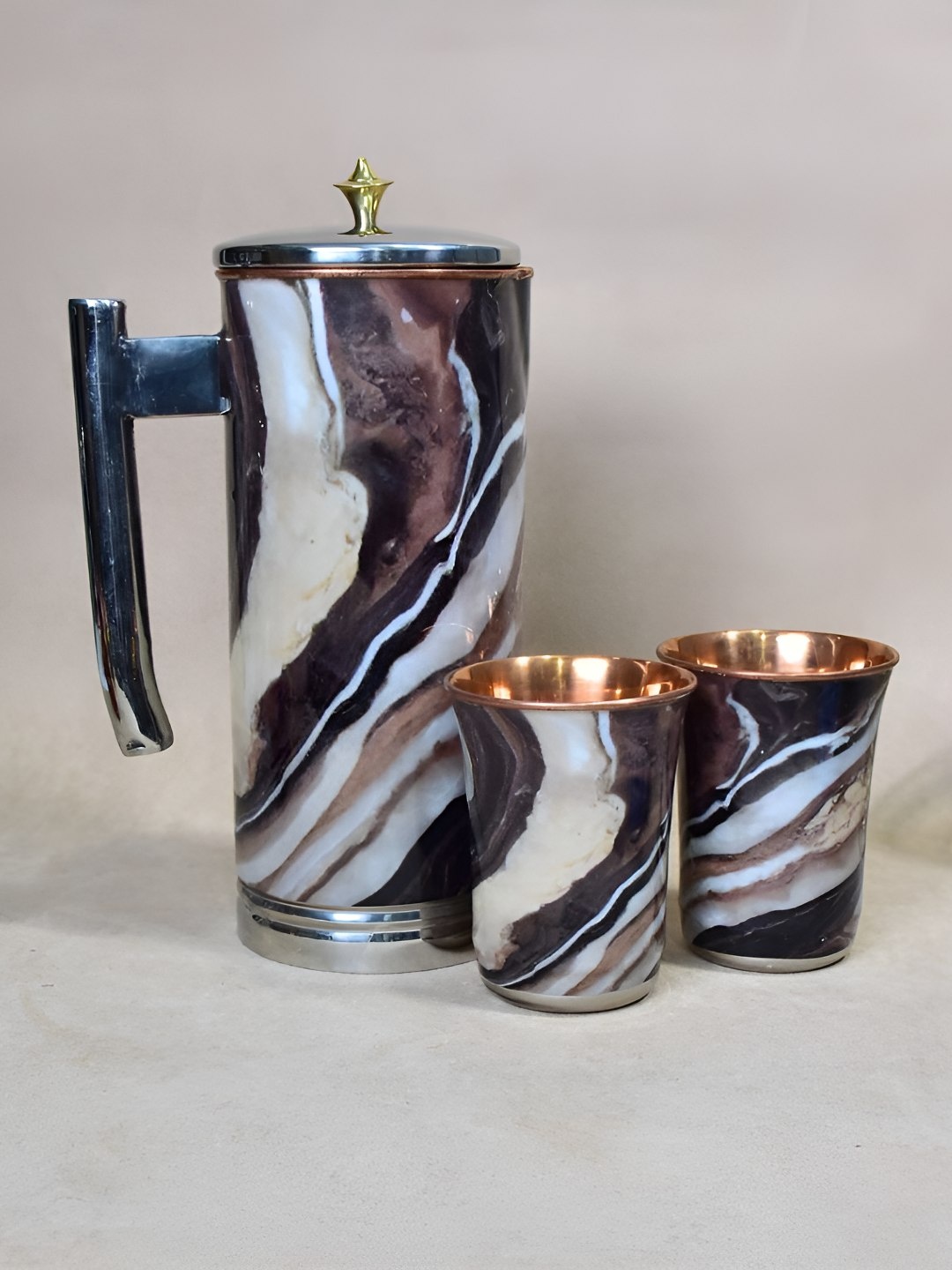 

THE HOME CO. Brown Marble Jug Set Of 3