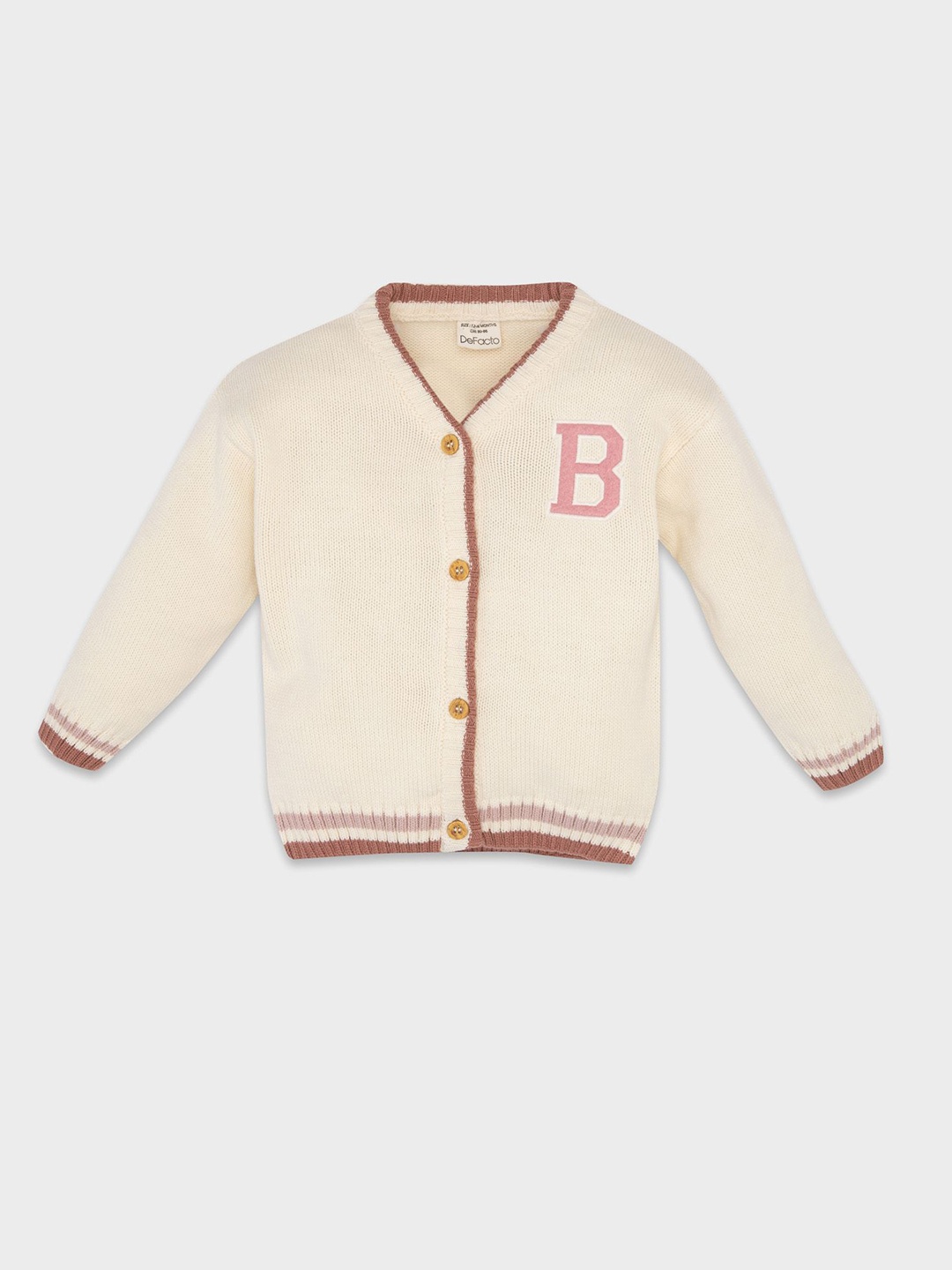 

DeFacto Girls Typography Cardigan, Beige