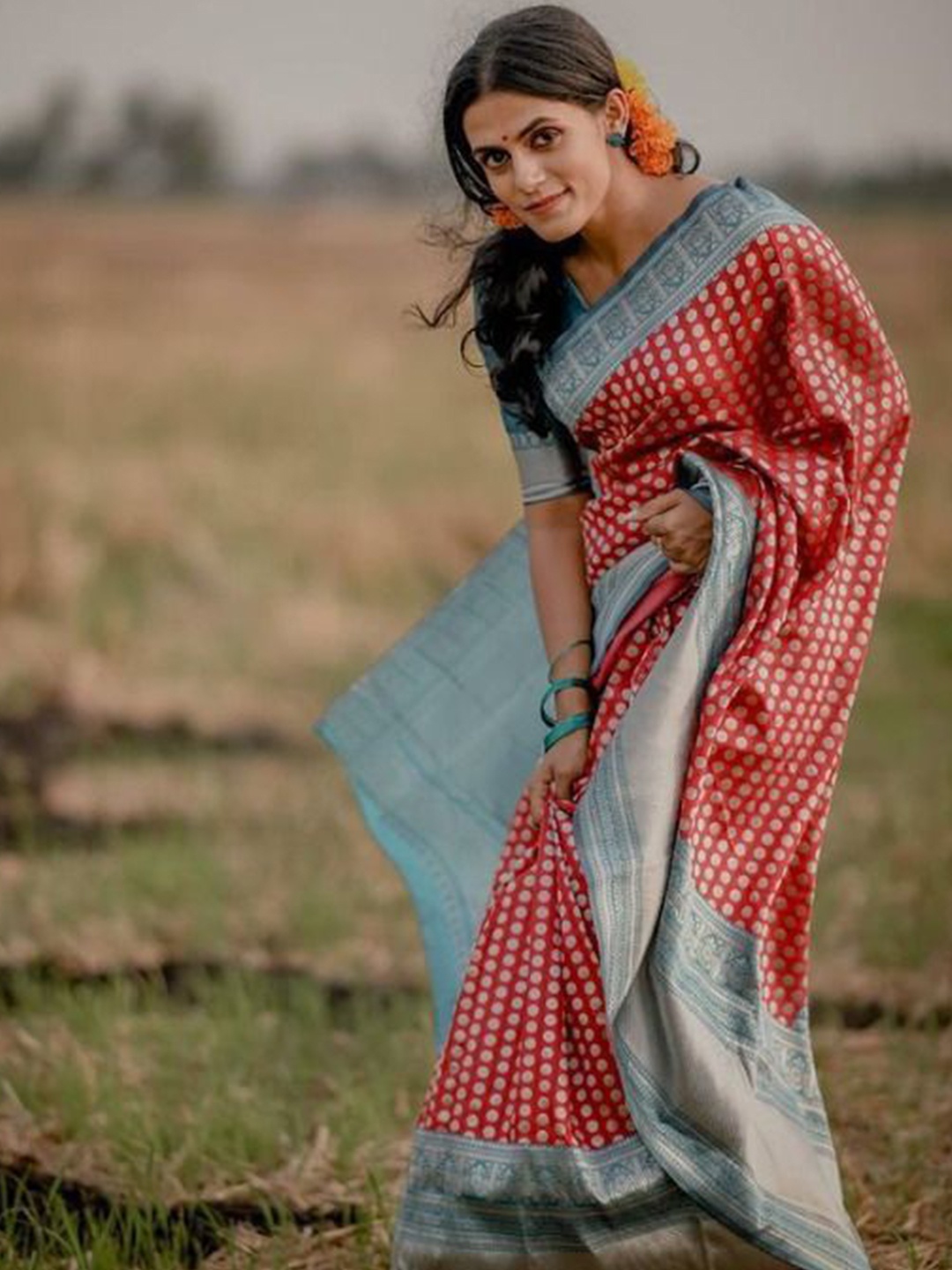 

bansari textiles Woven Design Zari Kanjeevaram Saree, Red