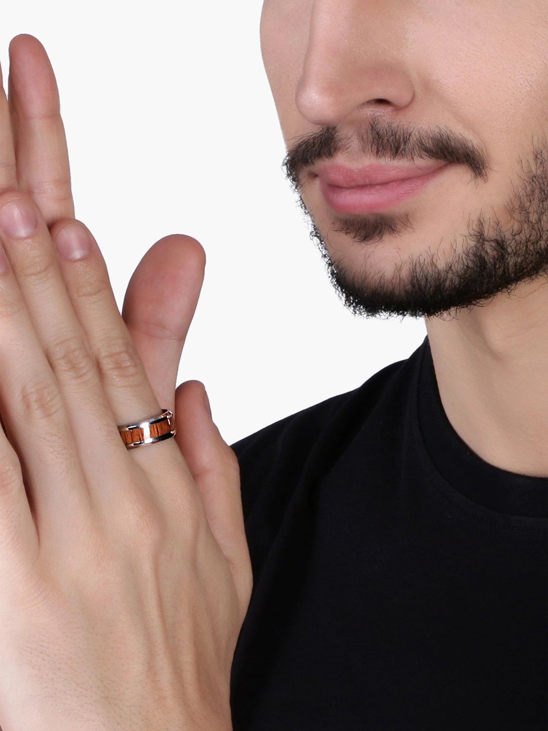 

fabula Men Rosewood Broad Finger Ring, Silver