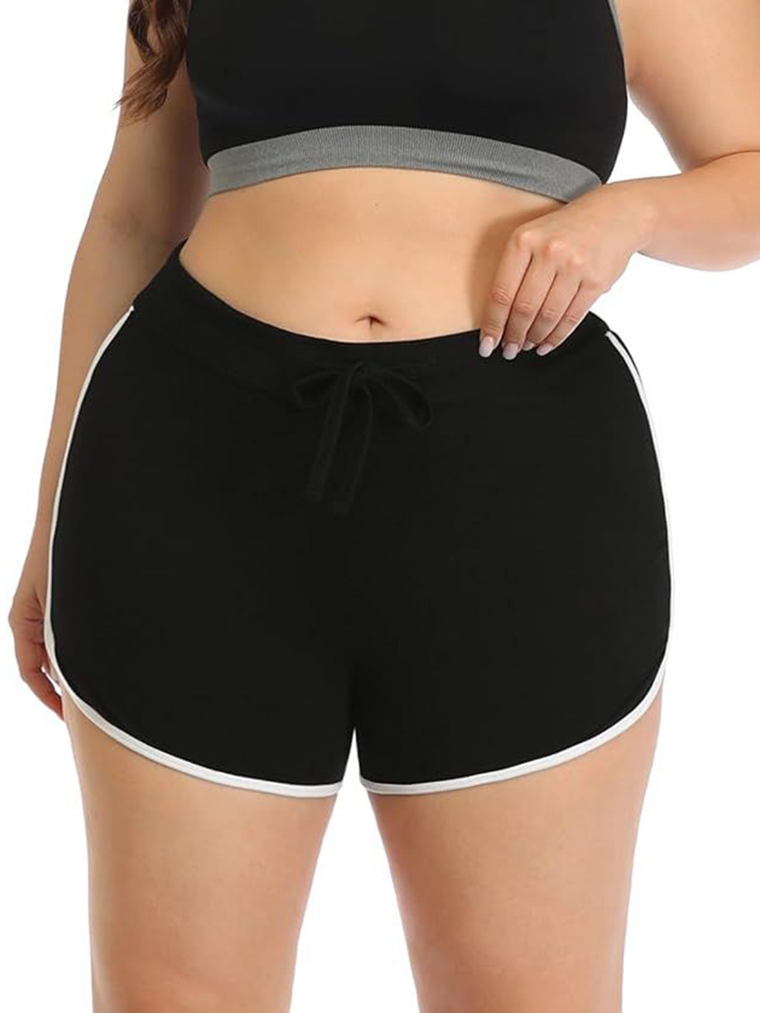 

BRACHY Women Plus Size High-Rise Training or Gym Sports Shorts, Black