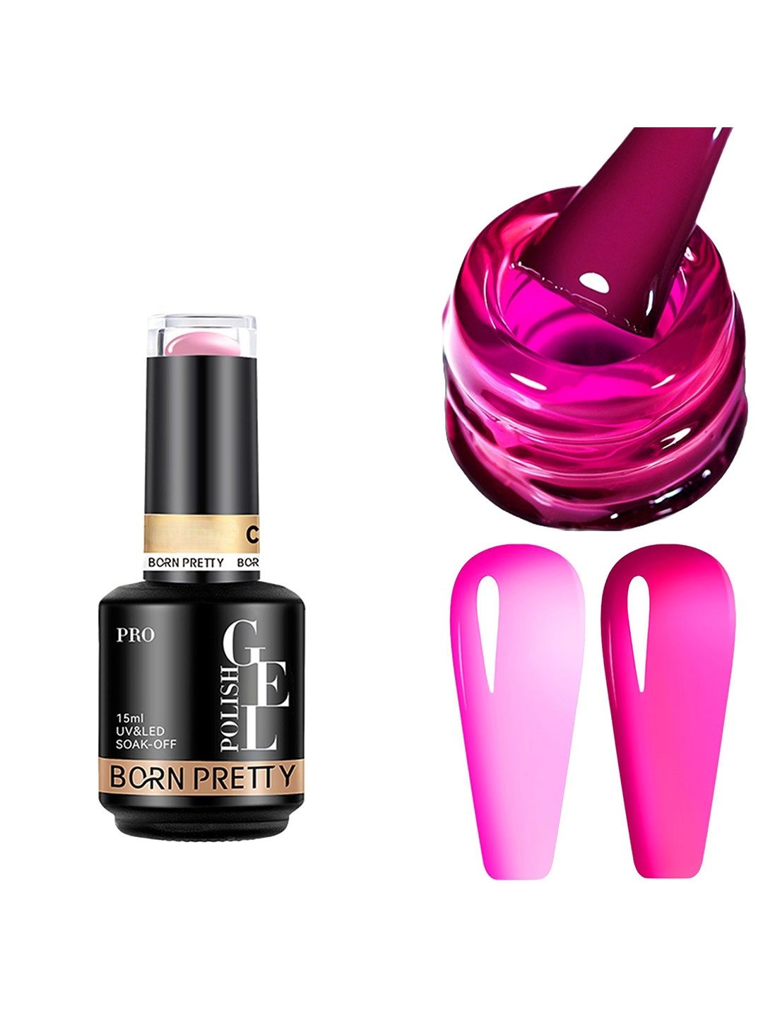 

BORN PRETTY UV & LED Soak Off Long Lasting Gel Nail Polish - 15 ml - C132, Pink