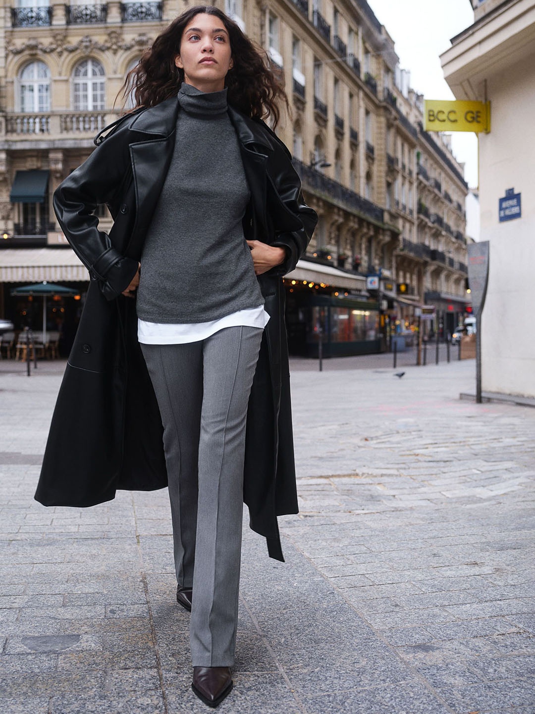 

H&M Flared Tailored Trousers, Grey