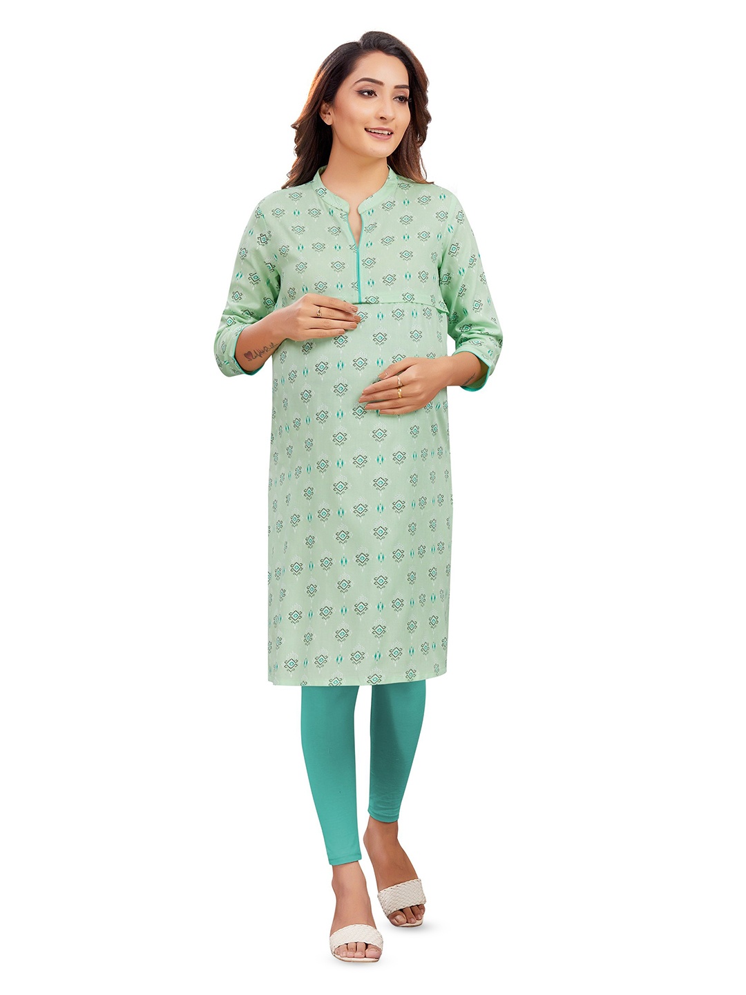 

mama & bebe Maternity Feeding Kurti, Green