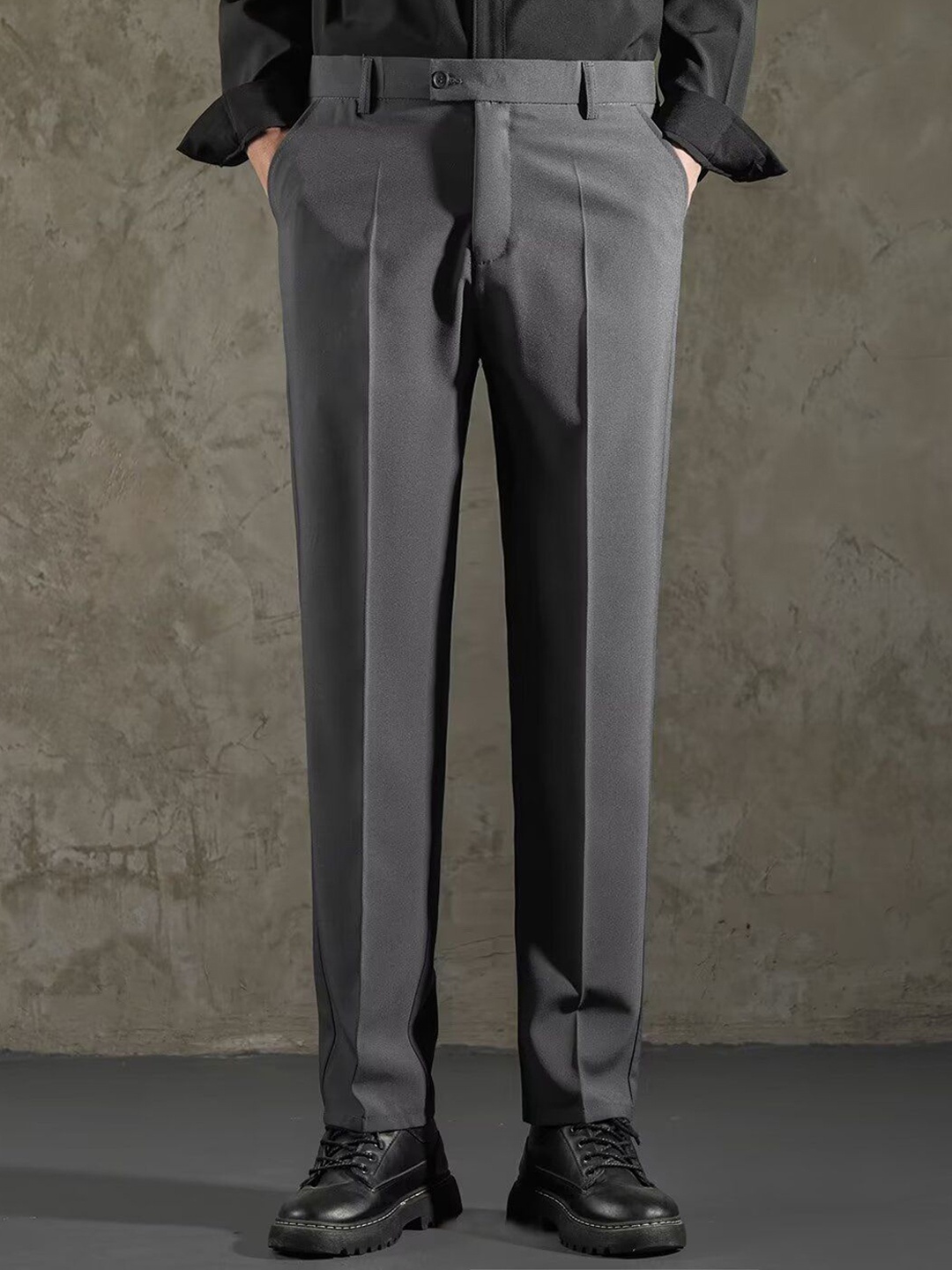 

StyleCast x Revolte Men Easy Wash Pleated Formal Trousers, Grey