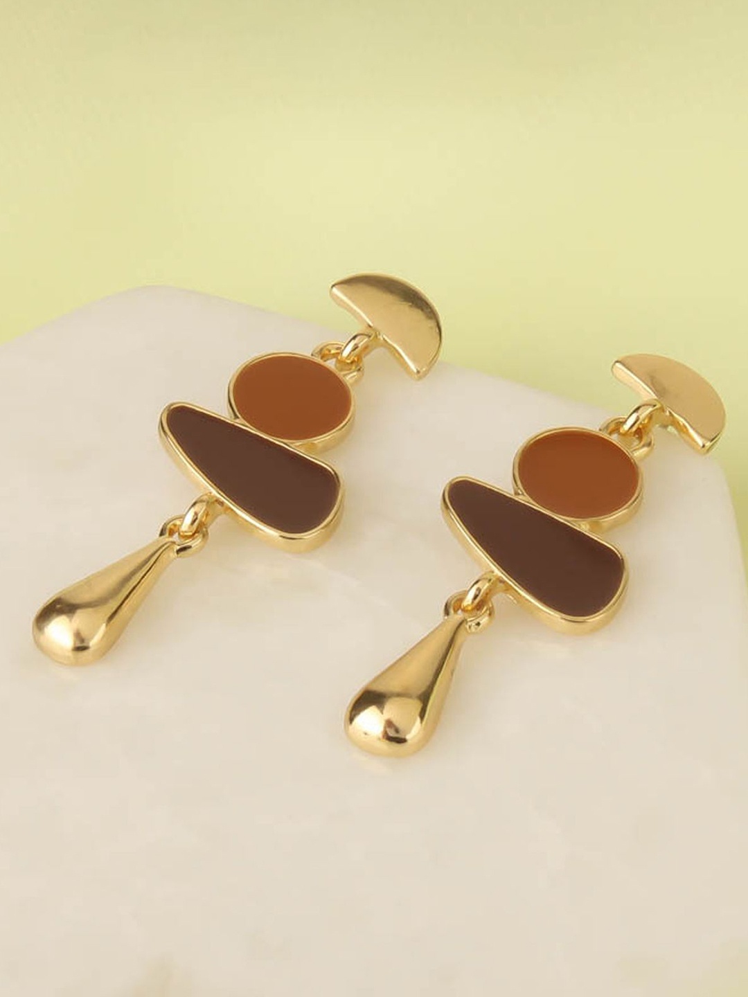 

Just Lil Things Gold-Plated Contemporary Drop Earrings