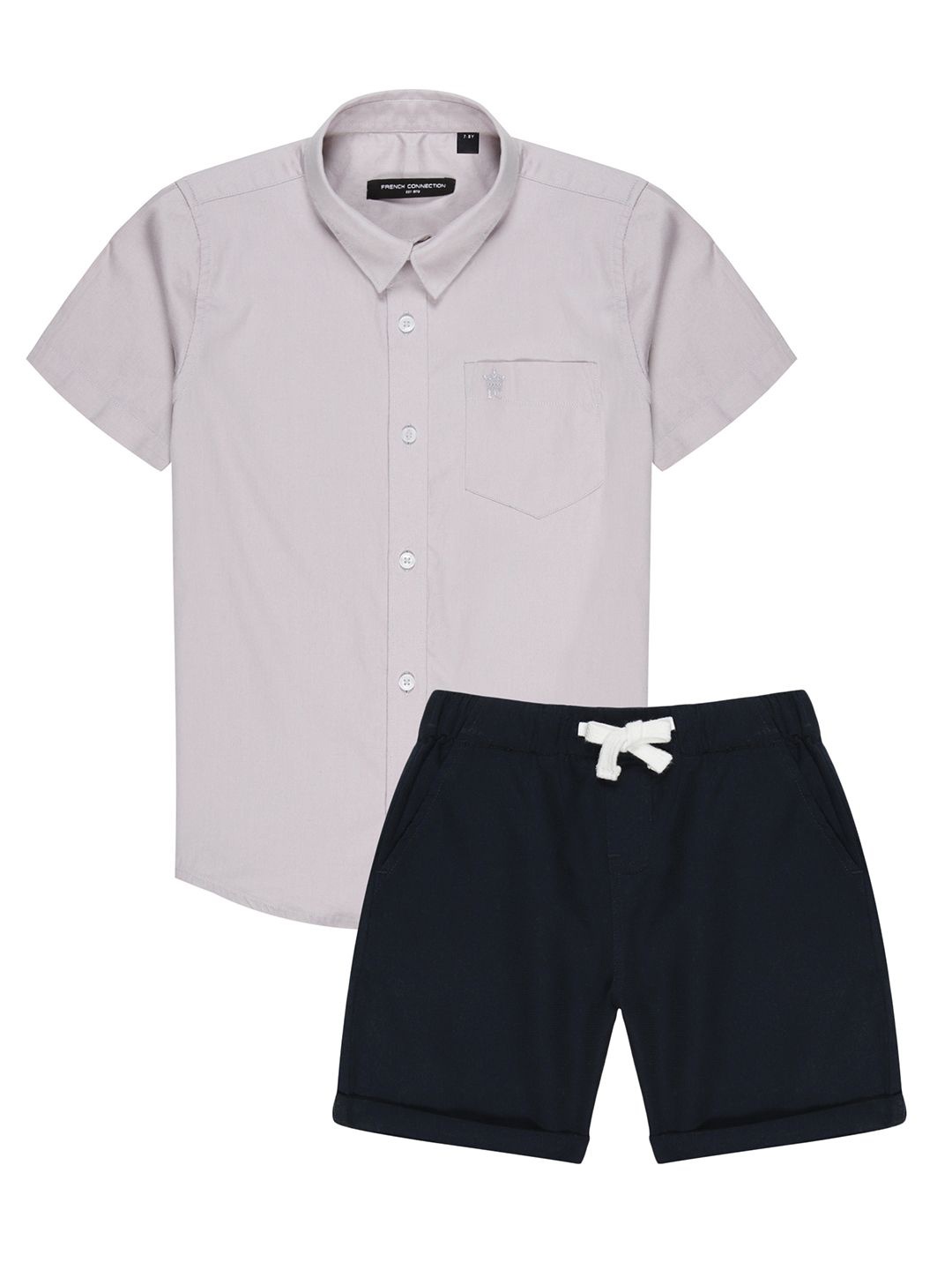 

French Connection Boys Shirt Collar Pure Cotton Shirt With Shorts, Grey