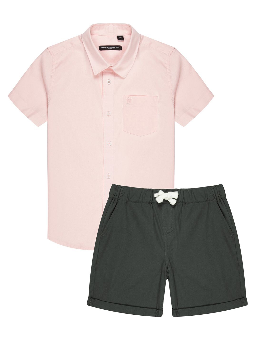 

French Connection Boys Shirt Collar Pure Cotton Shirt With Shorts, Pink