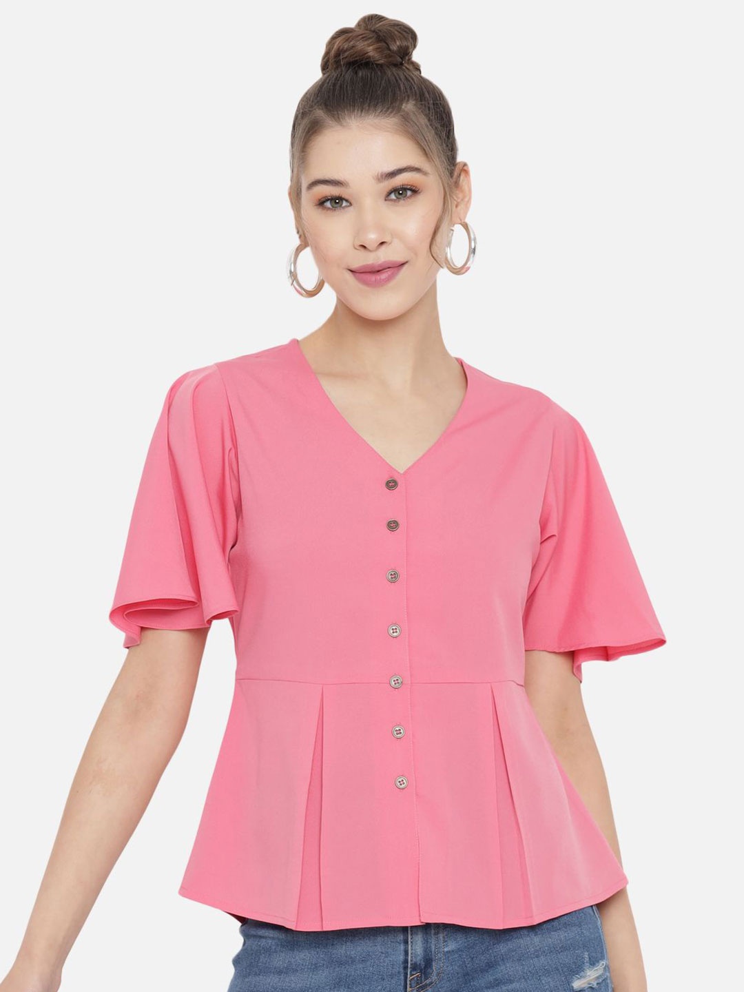 

Moda Rapido Women Peplum Top, Pink