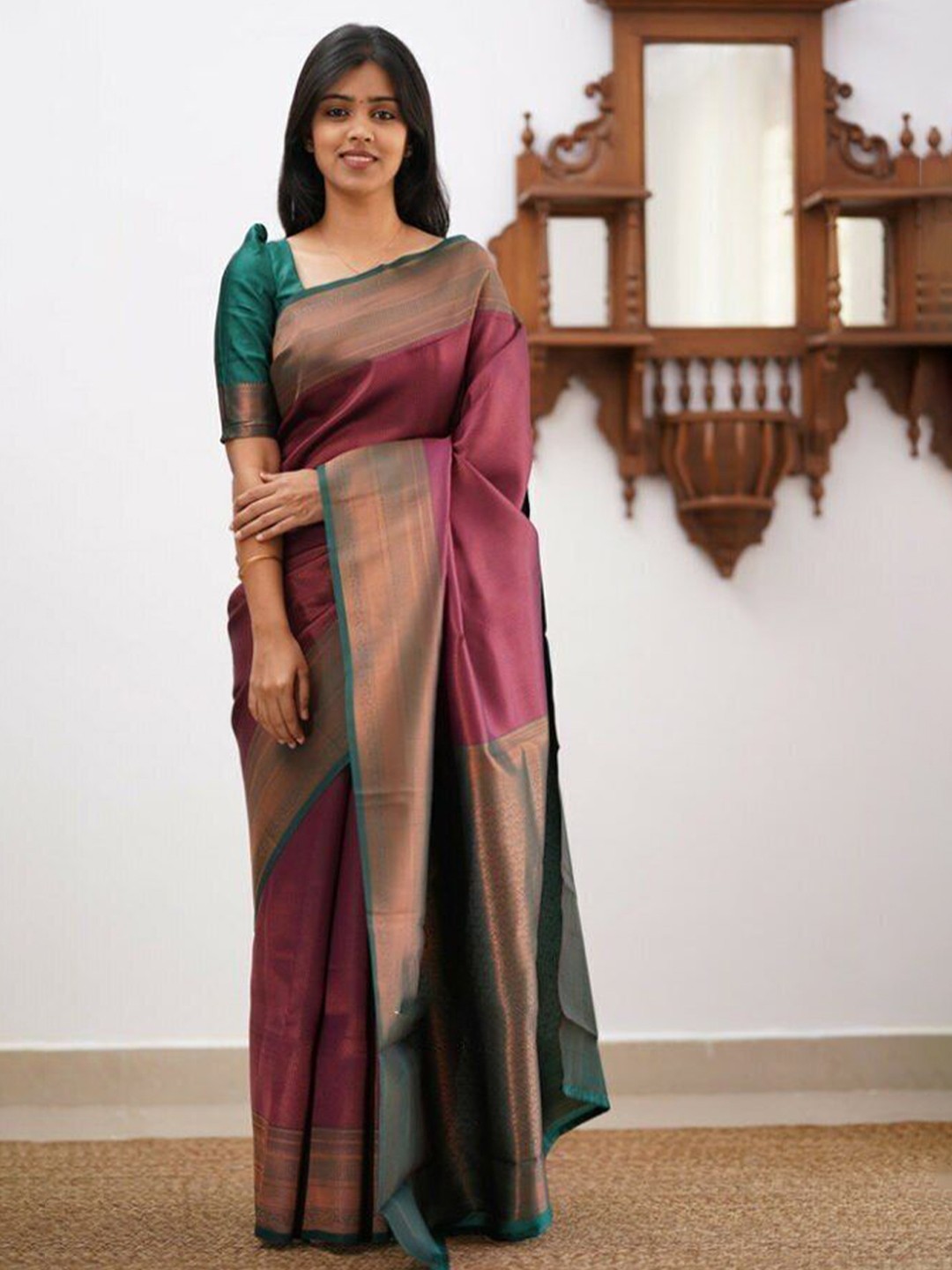 

bansari textiles Zari Pure Cotton Patola Saree, Pink