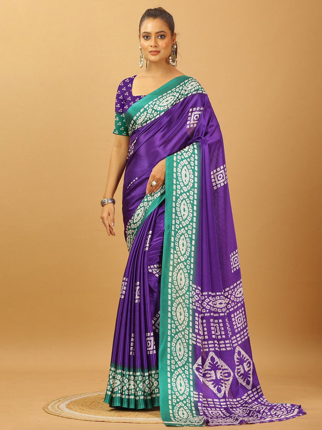 

NIRMAL CREATION Ethnic Motifs Pure Crepe Saree, Purple