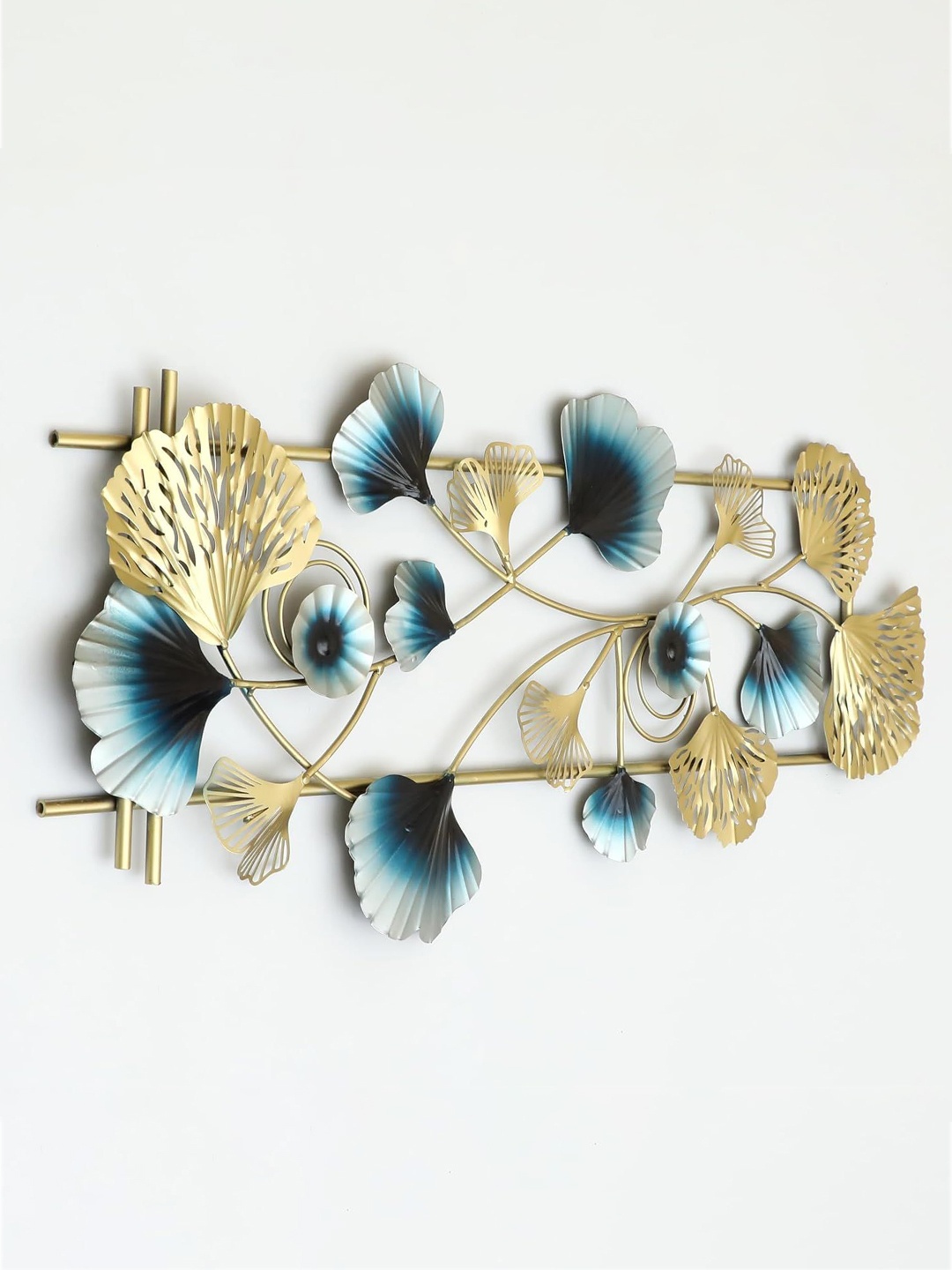 

vedas W-Inika Gold-Toned & Blue Ginko Wall Hanging