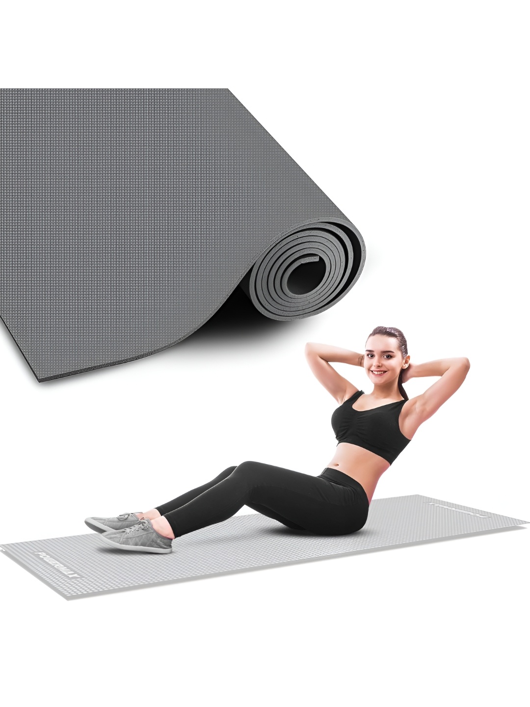 

PowerMax Fitness Rectangular Anti-Slip Yoga Mat, Grey