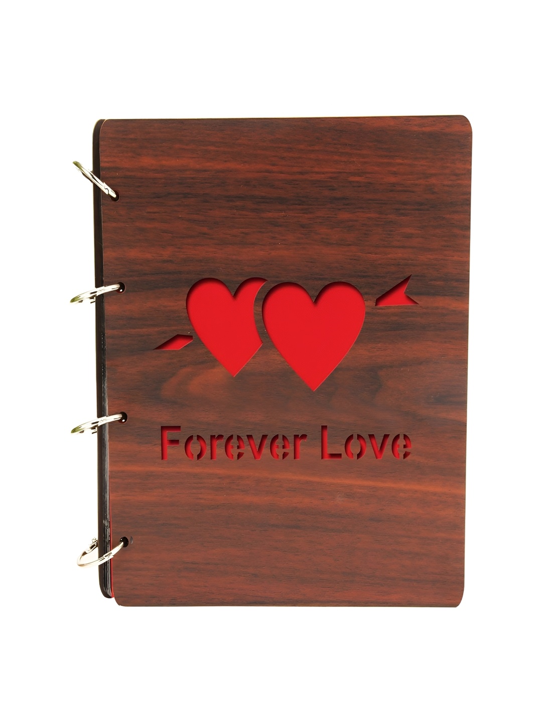 

SEHAZ ARTWORKS Brown & Red Forever Love Printed Wooden Photo Album