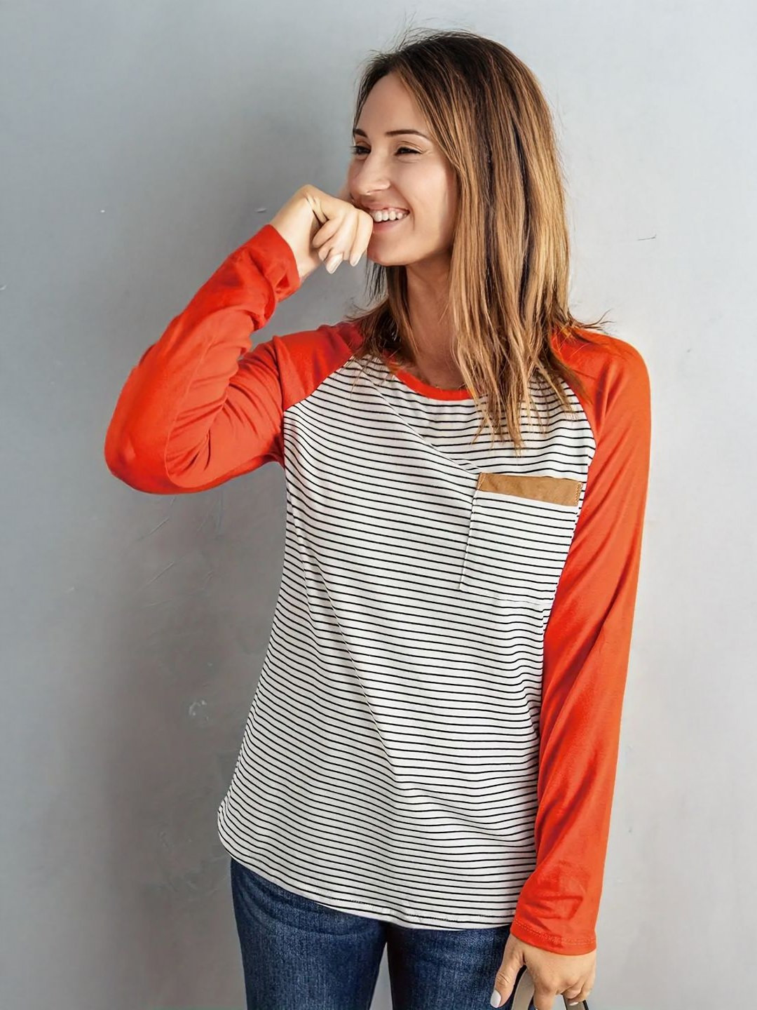

StyleCast Women Striped Round Neck Cotton Oversized T-shirt, Orange