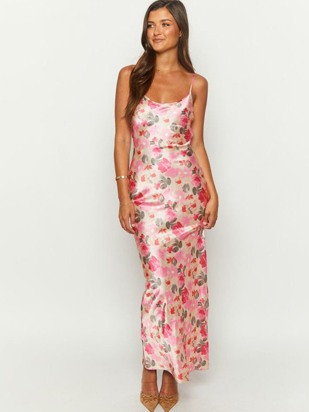 

StyleCast x Revolte Floral Print Bodycon Maxi Dress, Pink