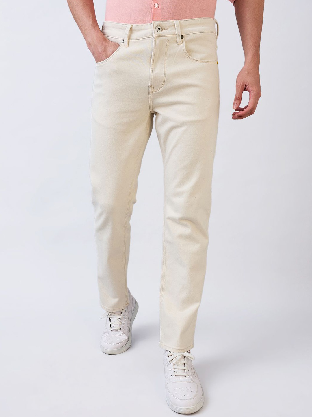 

SPYKAR Men Relaxed Fit Mid-Rise Cotton Jeans, Off white