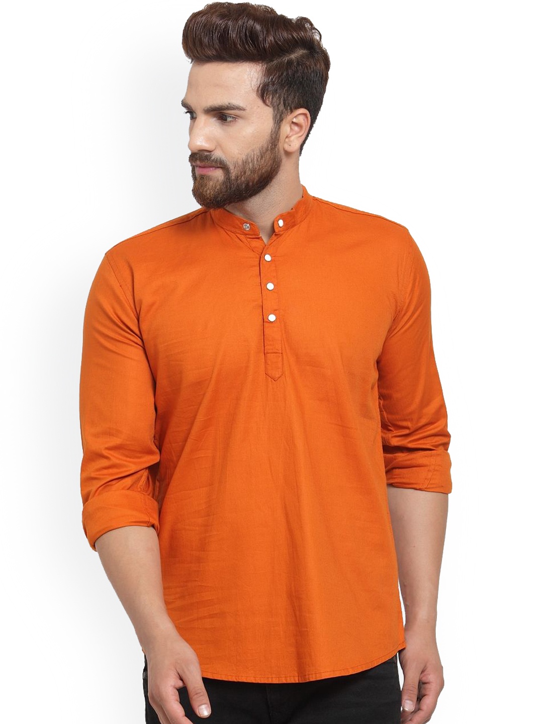 

Moda Rapido Mandarin Collar Pure Cotton Straight Kurta, Orange