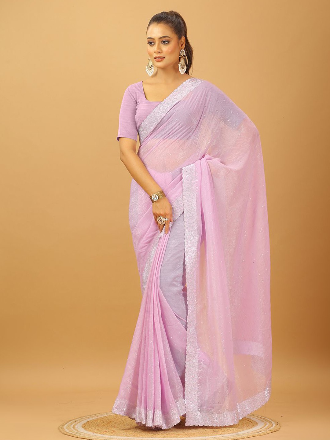 

NIRMAL CREATION Pure Georgette Saree, Pink