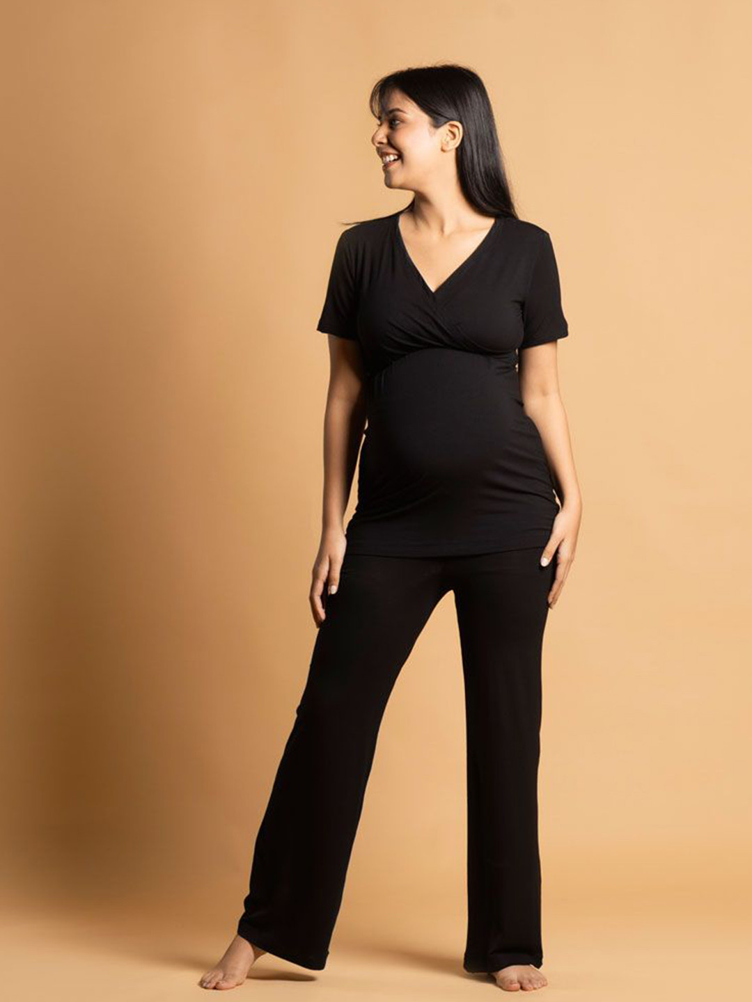 

Block Hop Women Black Maternity Everyday Dress