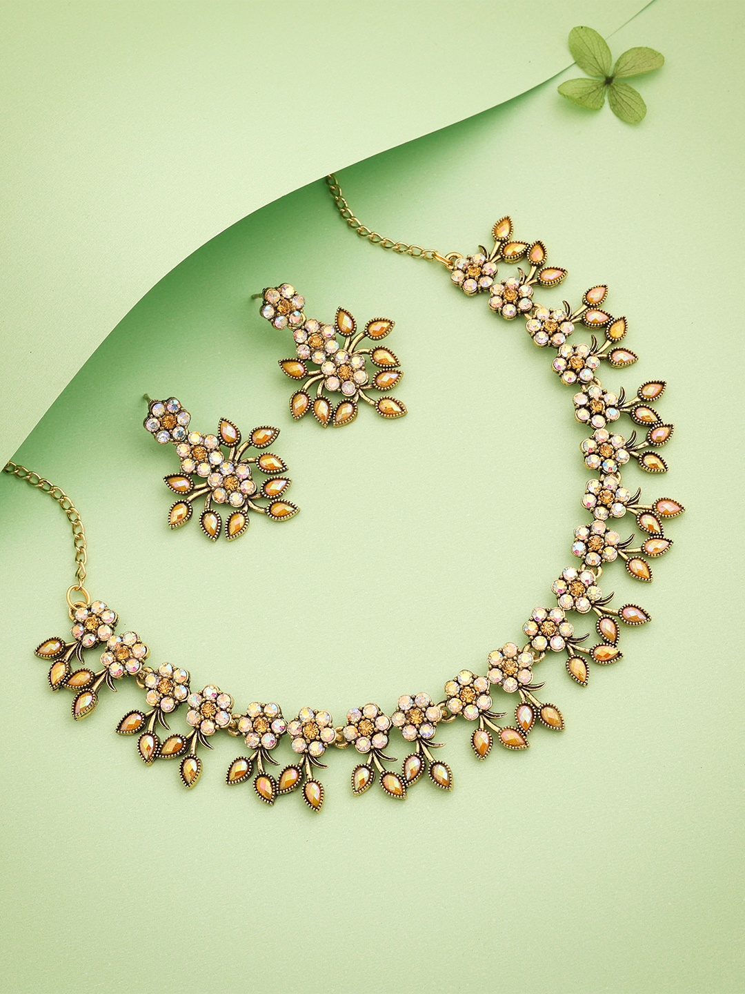 

Lyriss Gold-Plated American Diamond Stone-Studded Jewellery Set