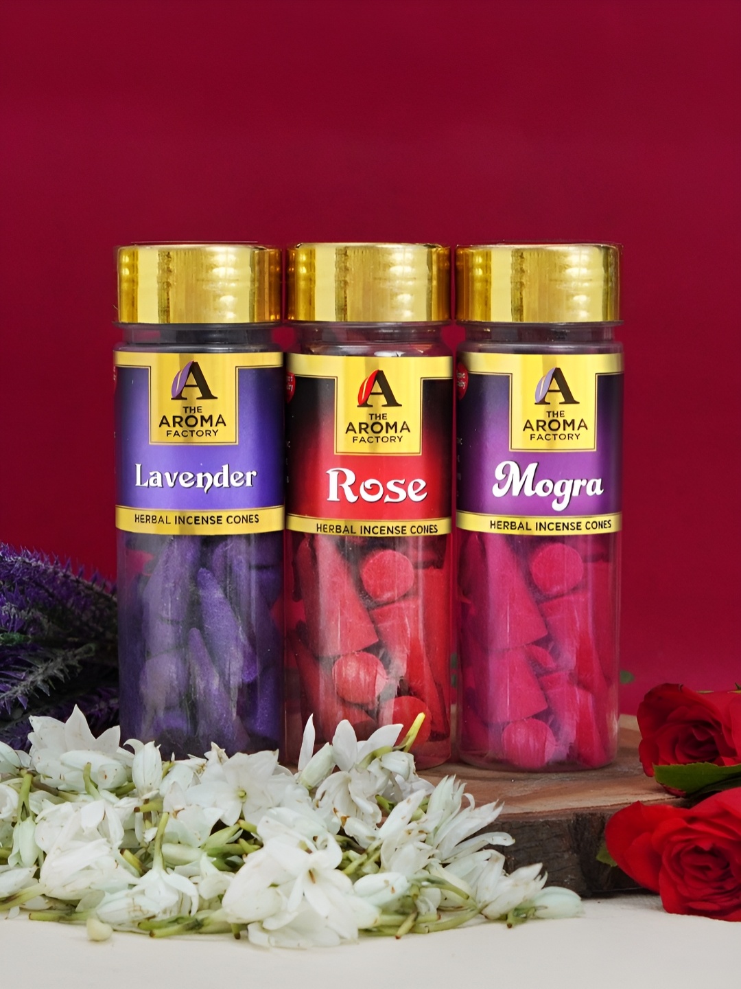 

The Aroma Factory 3-Pcs Pink & Red Non Toxic Herbal Low Smoke Incense Cones
