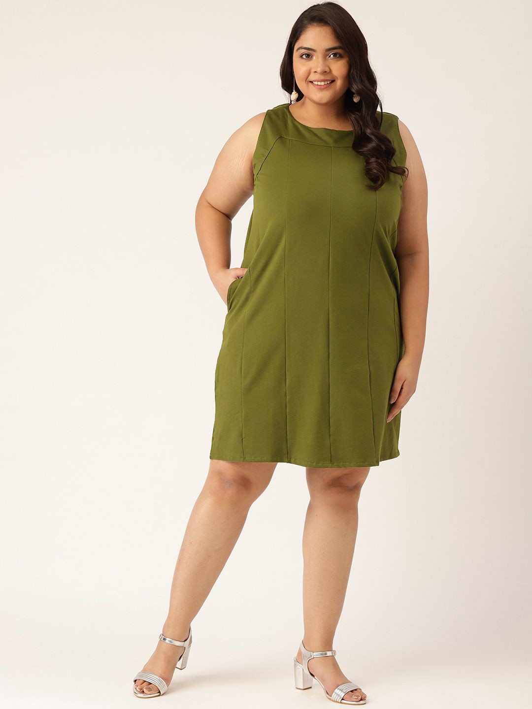 

theRebelinme Women Plus Size Shift Dress, Green