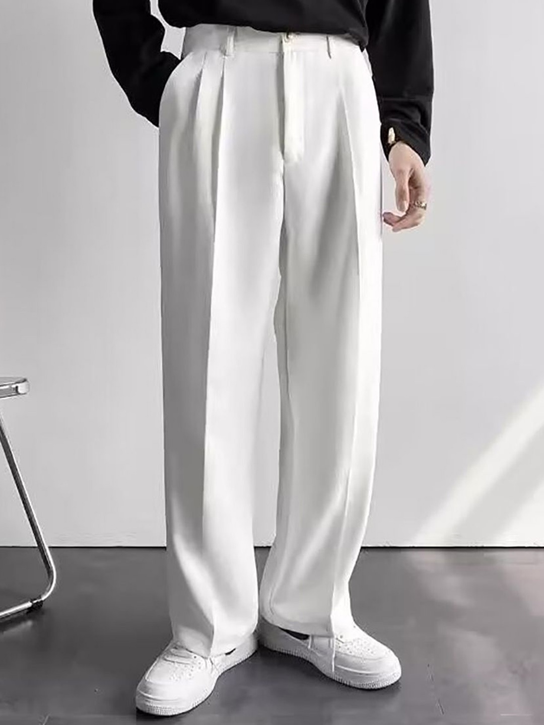 

StyleCast x Revolte Men Loose Fit Pleated Formal Trousers, White